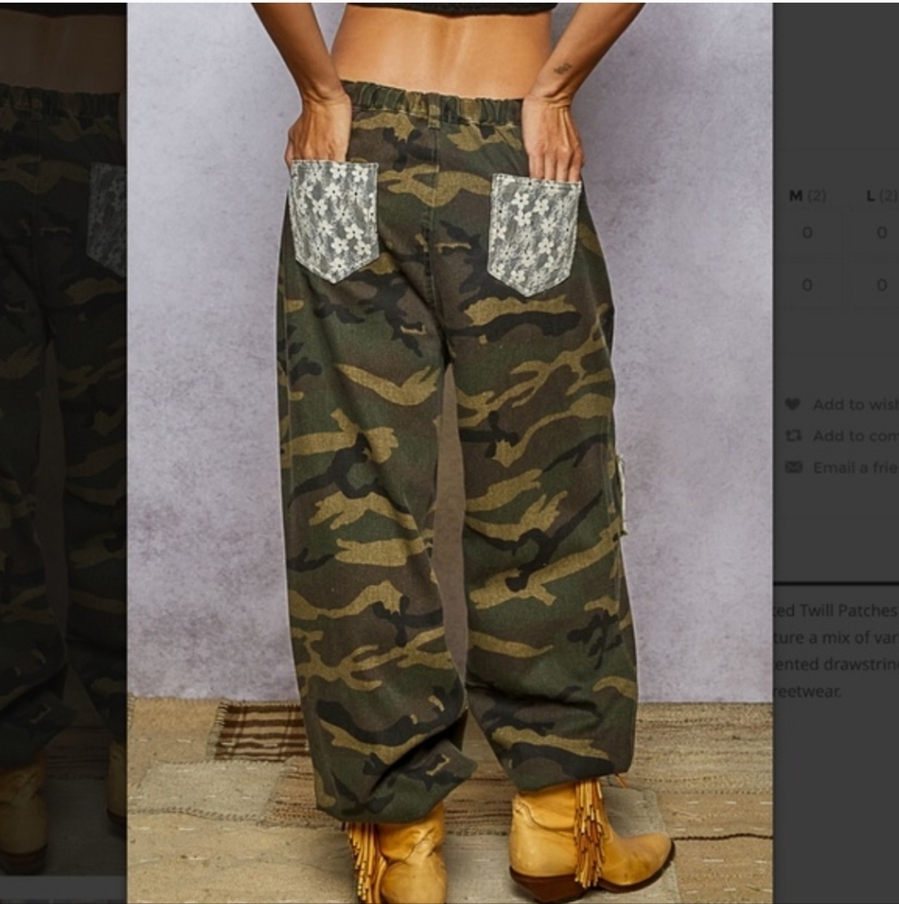 Pol Camo Lace Love Joggers Twill Patchwork Size Medium - Picture 5 of 16